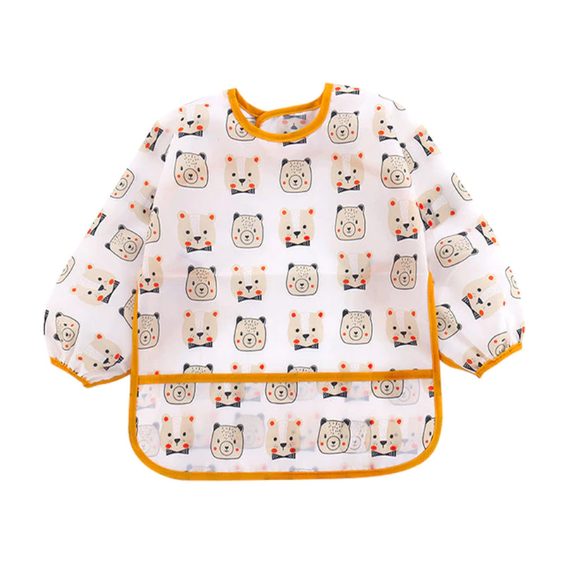 Cartoon Colorful Baby Bibs Long Sleeve Art Apron Animal Smock Baby Bib Burp Clothes Soft Feeding Eat Toddler Waterproof Smocks