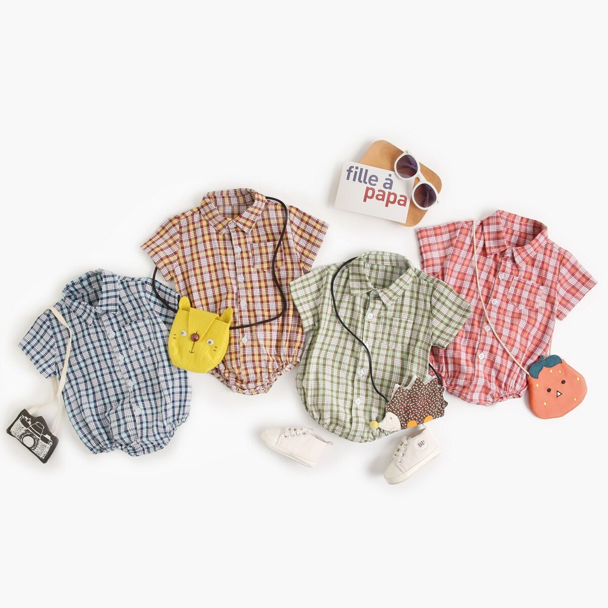 Cotton Baby Boys Bodysuits Fashion Newborn Clothes for Baby Boy Short Sleeve Summer Baby Clothing Plaid