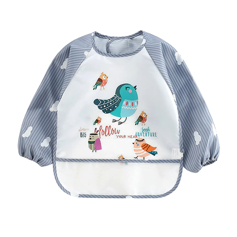 Cartoon Colorful Baby Bibs Long Sleeve Art Apron Animal Smock Baby Bib Burp Clothes Soft Feeding Eat Toddler Waterproof Smocks