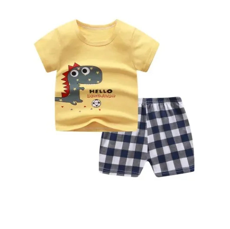 2021 New Summer Children Clothing Set Cotton Cartoon Kids Baby Boys Girls Suit Set 2-Pieces Baby Clothes