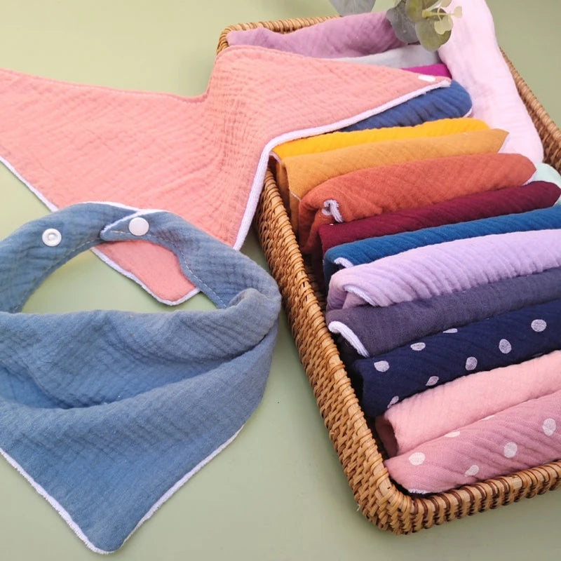 1 Pc Cotton Baby Bibs Solid Color Triangle Scarf Bandana Newborn Feeding Saliva Towel Burp Cloths Baby Stuff Kids Shower G