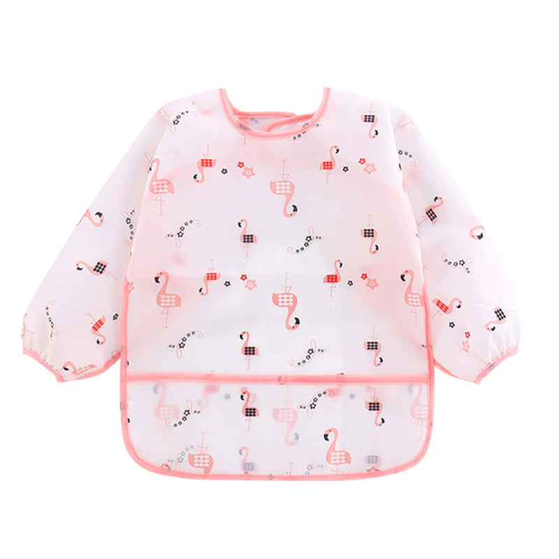 Cartoon Colorful Baby Bibs Long Sleeve Art Apron Animal Smock Baby Bib Burp Clothes Soft Feeding Eat Toddler Waterproof Smocks