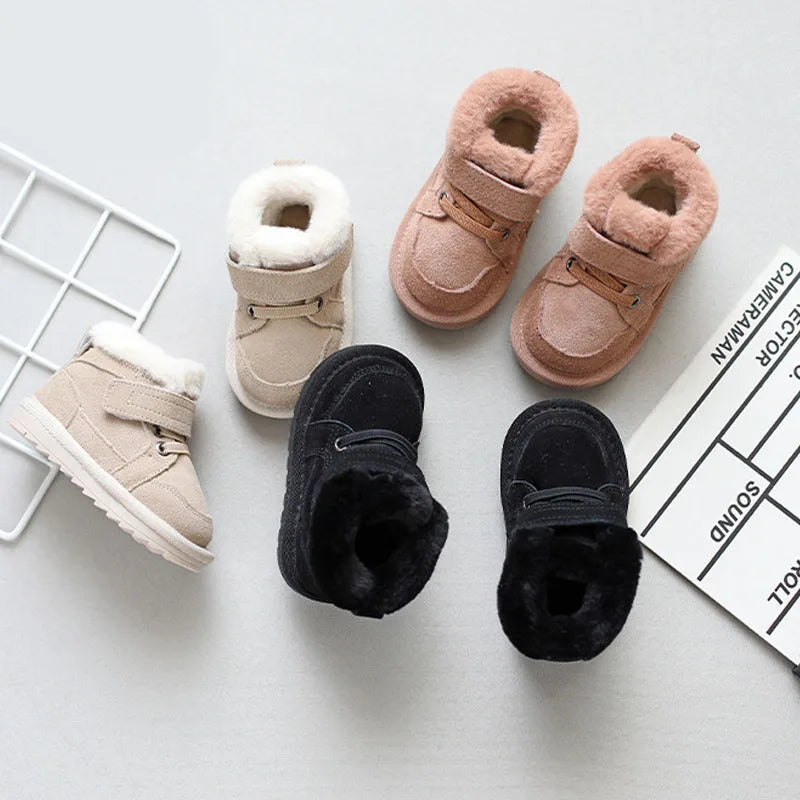 Baby Sneakers for Girls Boys Warm Winter Fur Plush Kids Snow Boots Casual Sport Children Shoes Newborn Baby Booties First Walker