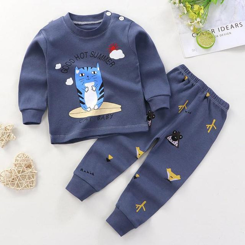 100% Cotton Infantil Underwear Suits Newborn Baby Girl Outfits Autumn Babies Clothes Little Boy Pullover + Trousers Kids Sets