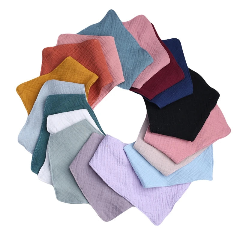 1 Pc Cotton Baby Bibs Solid Color Triangle Scarf Bandana Newborn Feeding Saliva Towel Burp Cloths Baby Stuff Kids Shower G