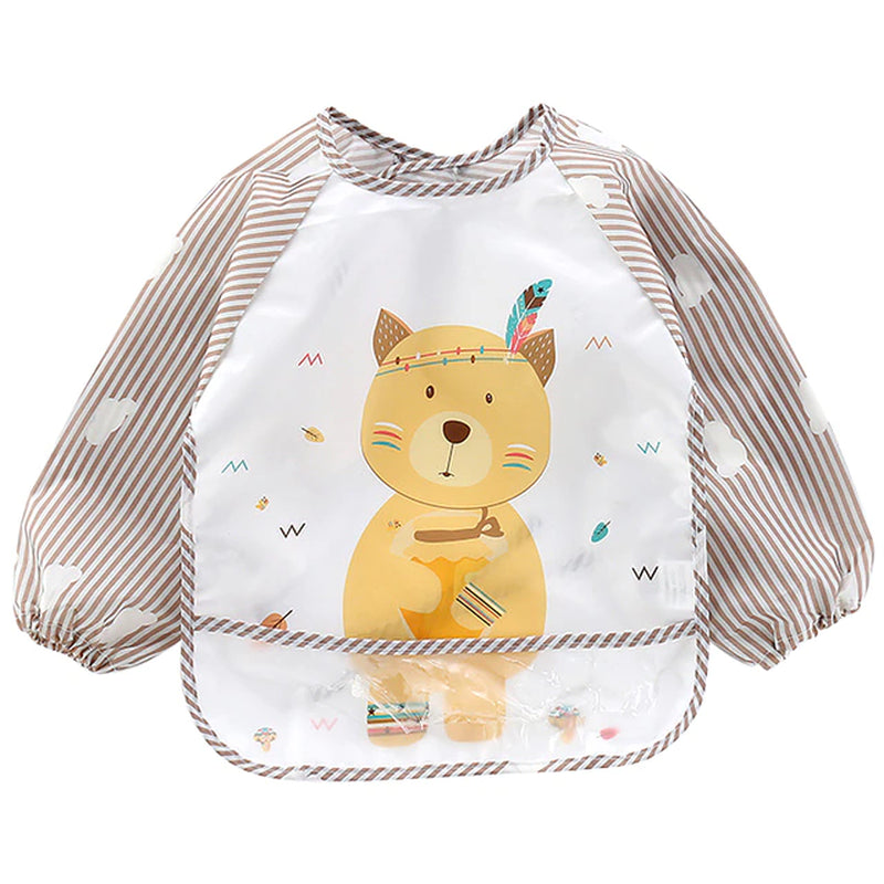 Cartoon Colorful Baby Bibs Long Sleeve Art Apron Animal Smock Baby Bib Burp Clothes Soft Feeding Eat Toddler Waterproof Smocks