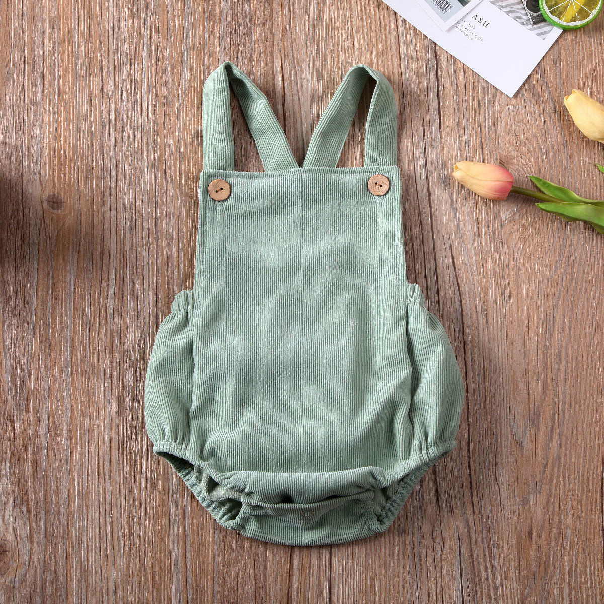 Wholesale Baby Summer Clothing Newborn Infant Baby Boys Girls Romper Corduroy Sleeveless Backless Jumpsuit Outfits 0-24M