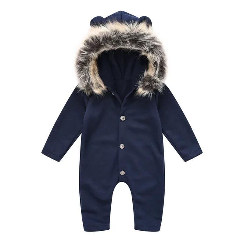 Autumn Baby Knitted Clothing and Hood Baby Clothes with Fur Collar for Winter Outdoor 3-24M Single Breasted Infant Sweaters