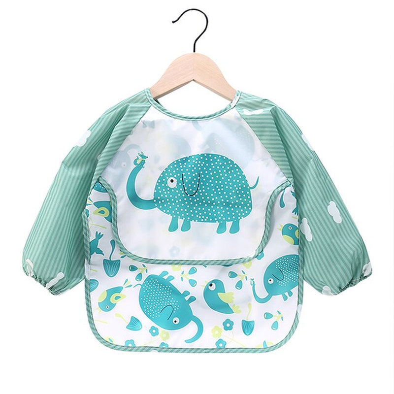 Cartoon Colorful Baby Bibs Long Sleeve Art Apron Animal Smock Baby Bib Burp Clothes Soft Feeding Eat Toddler Waterproof Smocks