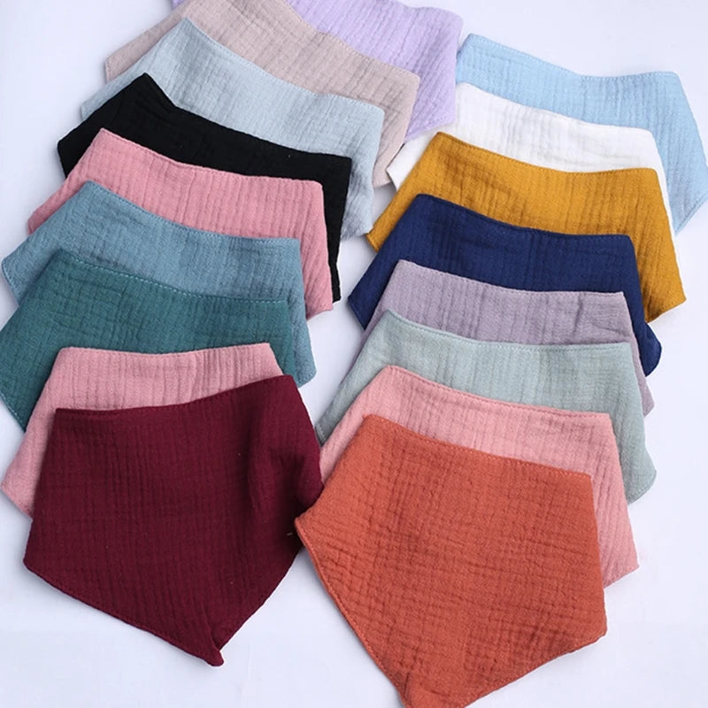 1 Pc Cotton Baby Bibs Solid Color Triangle Scarf Bandana Newborn Feeding Saliva Towel Burp Cloths Baby Stuff Kids Shower G