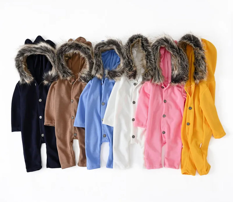 Autumn Baby Knitted Clothing and Hood Baby Clothes with Fur Collar for Winter Outdoor 3-24M Single Breasted Infant Sweaters