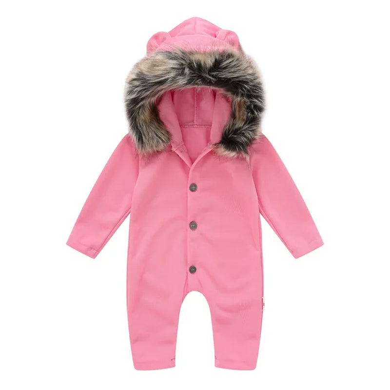 Autumn Baby Knitted Clothing and Hood Baby Clothes with Fur Collar for Winter Outdoor 3-24M Single Breasted Infant Sweaters