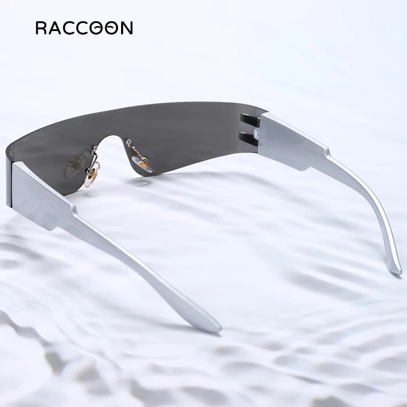 Kardashan Flat Top Shield Fashion Punk Sunglasses Women Y2K Sun Glasses Men Mirror One Piece Eyewear 2000S 90S Aesthetic Goggles