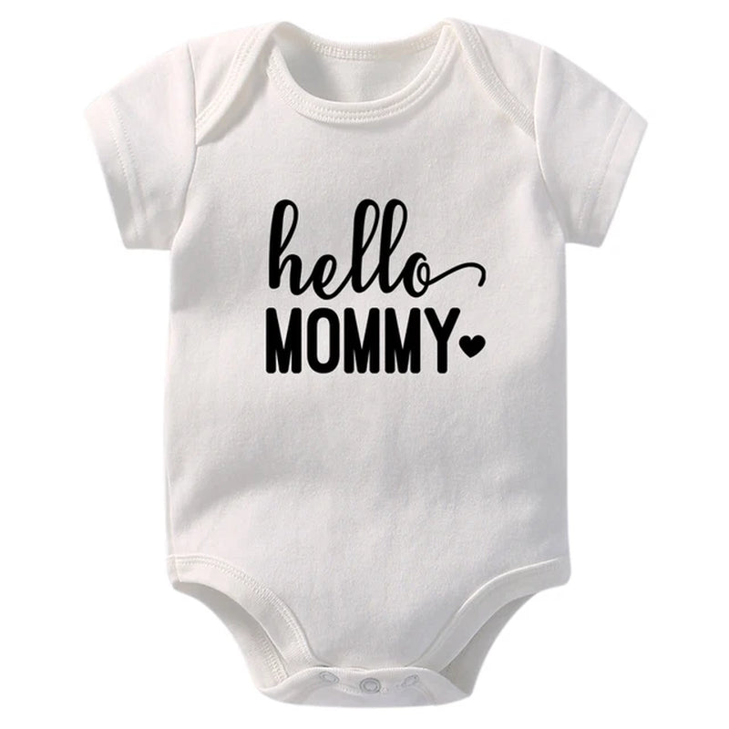 Pregnancy Announcement Hello Daddy Mommy Baby Romper Newborn Baby Boys Girls Clothes Infant Baby Jumpsuit Casual Twins Onesies