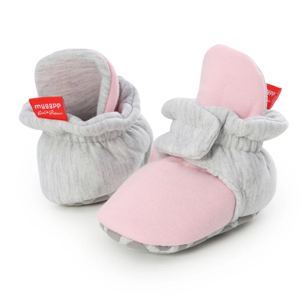 Newborn Baby Socks Shoes Boy Girl Toddler First Walkers Booties Cotton Anti-Slip Warm Infant Crib Shoes