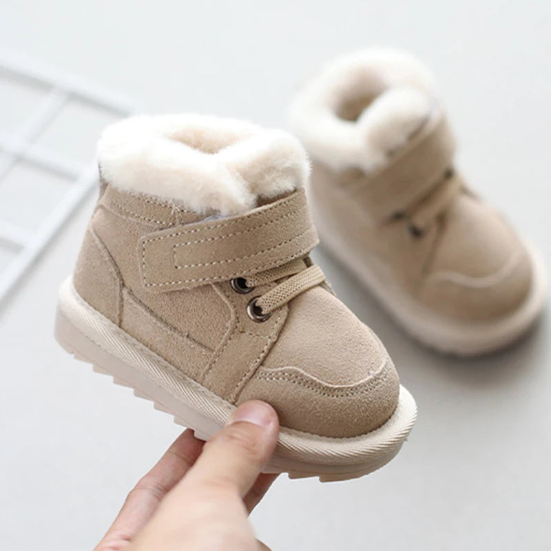 Baby Sneakers for Girls Boys Warm Winter Fur Plush Kids Snow Boots Casual Sport Children Shoes Newborn Baby Booties First Walker